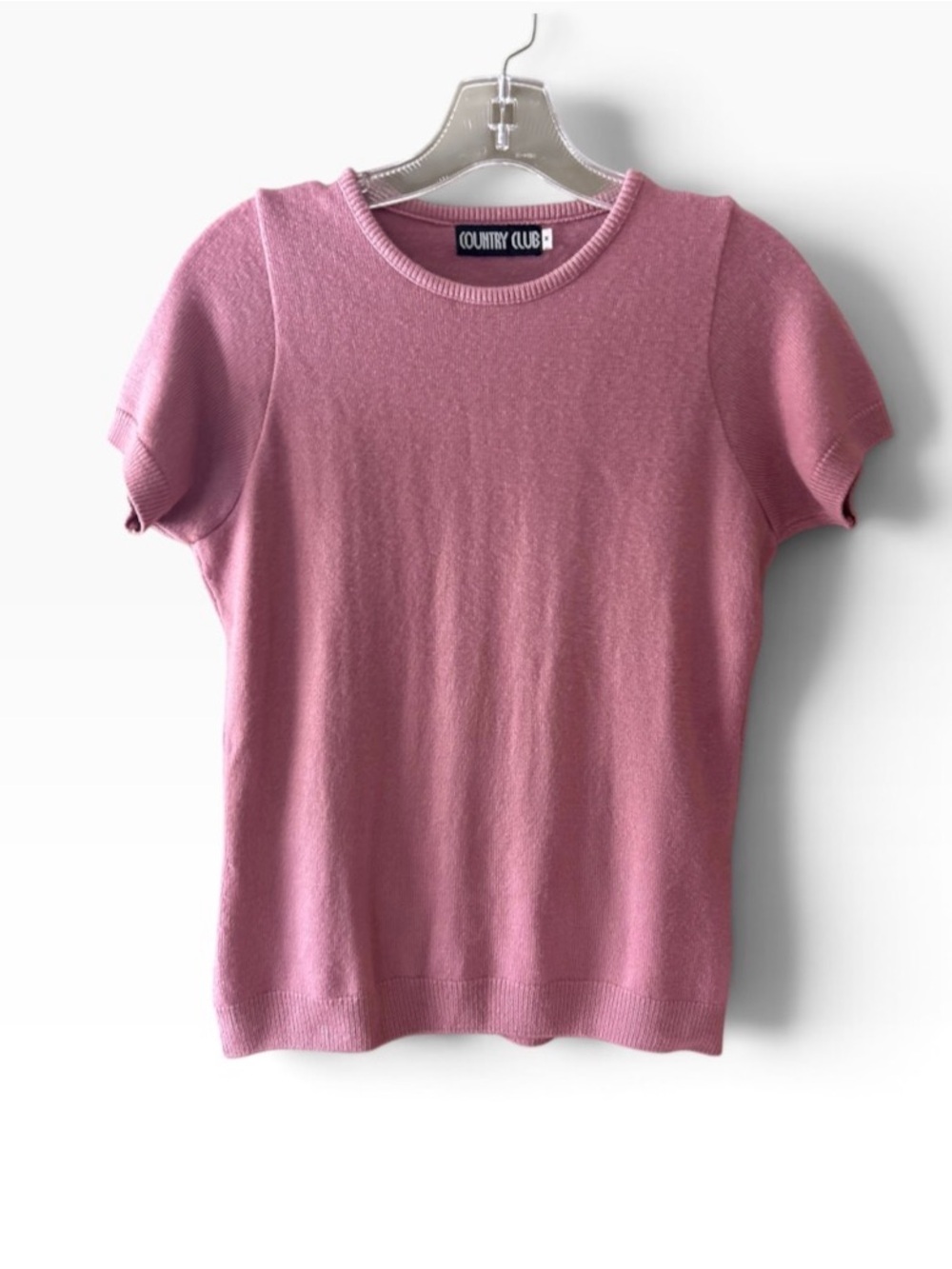 Like New Vintage Y2K Country Club rose/pink short sleeve knit sweater Size M